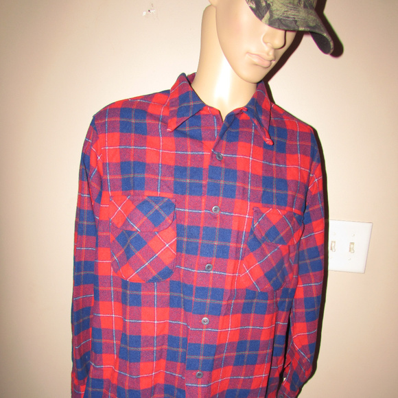 Pendleton Other - Pendleton Tartan Red Blue Plaid Wool Shirt XL Mens